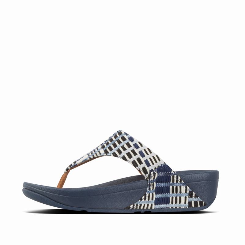 FitFlop Lulu Textile Blau/Mehrfarbig - FitFlop Zehentrenner Damen Sale [ZHLX-89345]